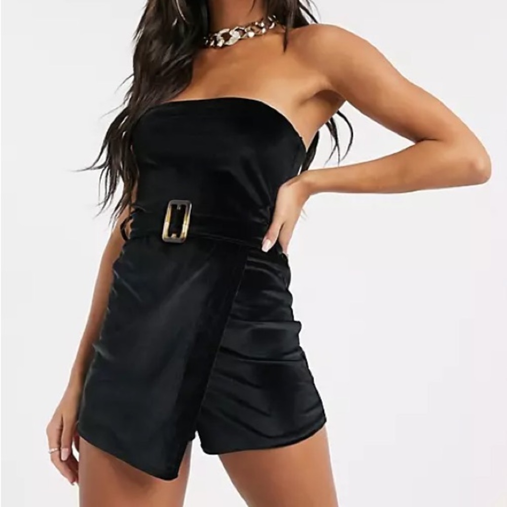 Missguided - Velvet Romper (Skort) - Black - Never Worn